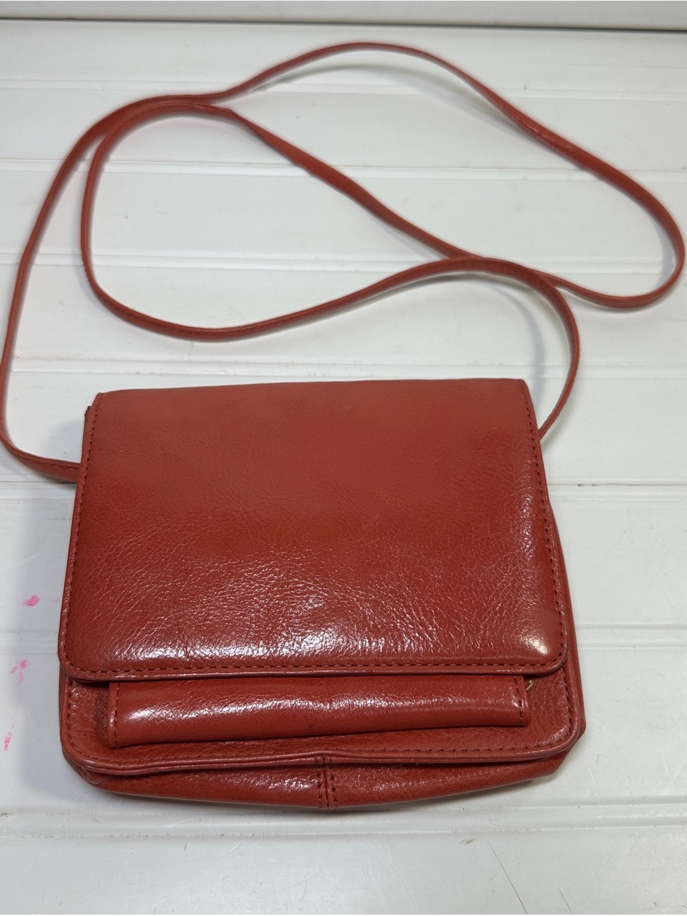 HOBO International Burnt Orange Rust Red Shoulder Crossbody Bag Purse Leather